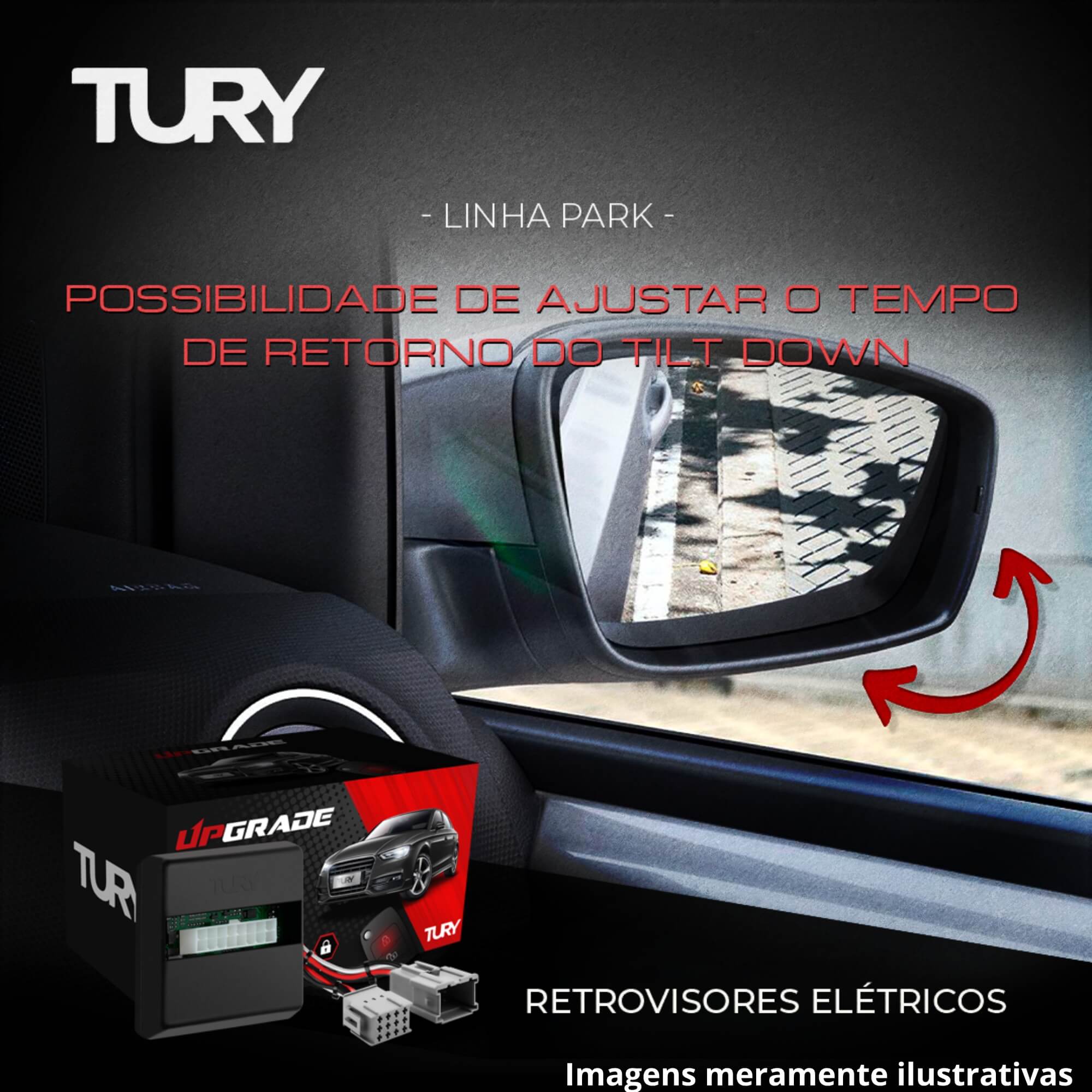 Modulo de Retrovisor Tury PARK 1.2.4 DN Creta 2020 até 2024 Tilt Down - Com sistema de rebatimento
