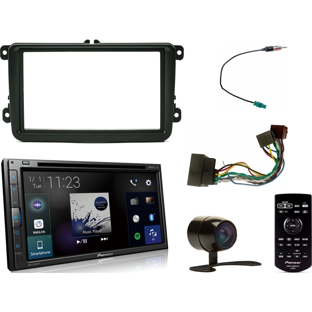 Kit DVD Player Saveiro Robust 2020 AVH-Z5280TV Pioneer + Câmera de ré + Moldura 2 din + Chicotes