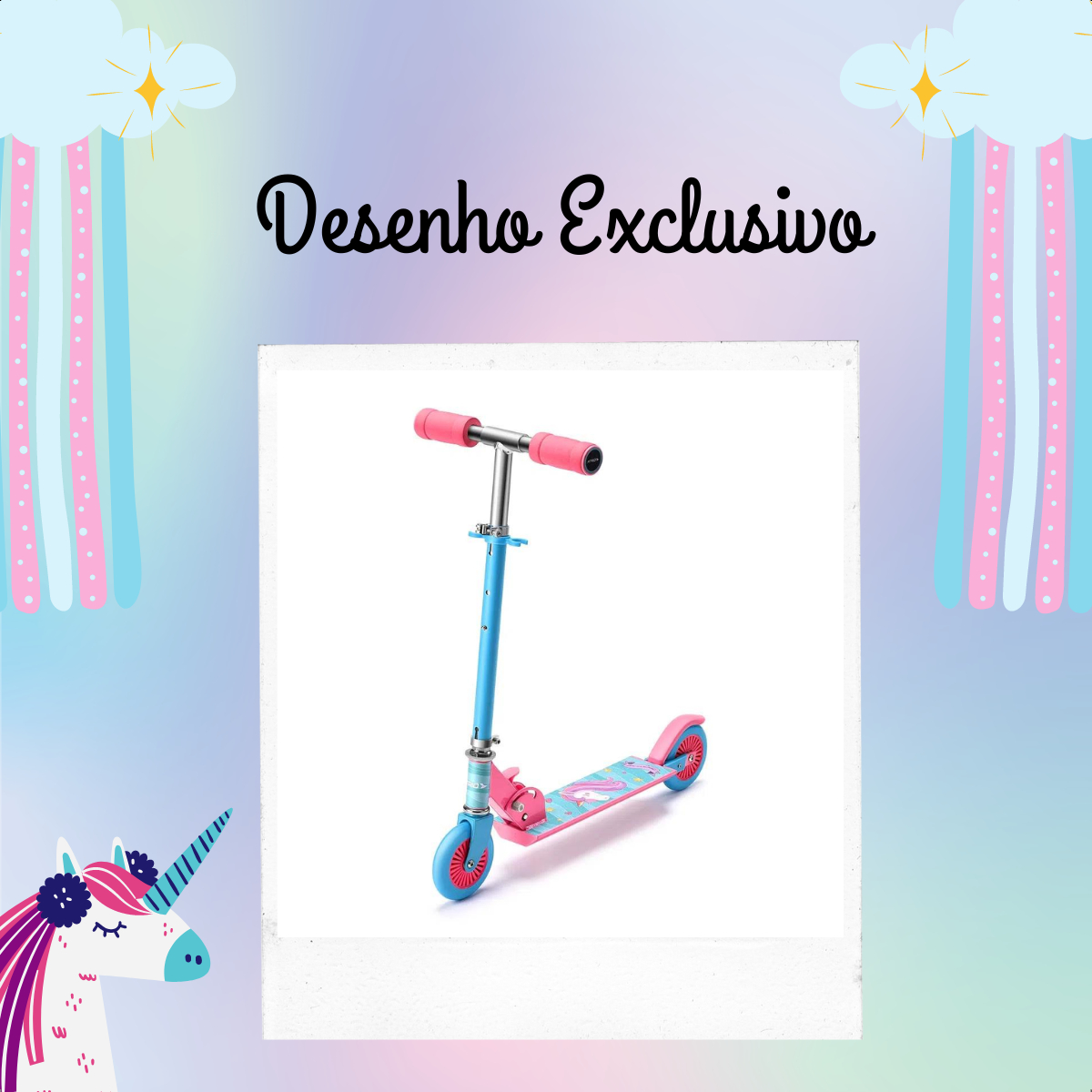 Patinete Infantil Atrio Feminino 2 Rodas Unicórnio Es270 - Multilaser