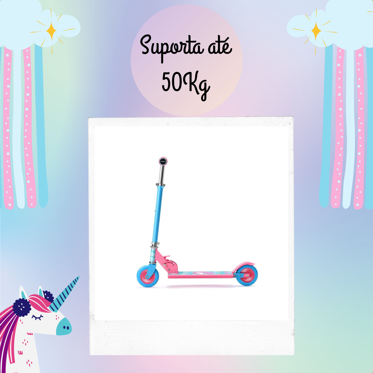Patinete Infantil Atrio Feminino 2 Rodas Unicórnio Es270 - Multilaser