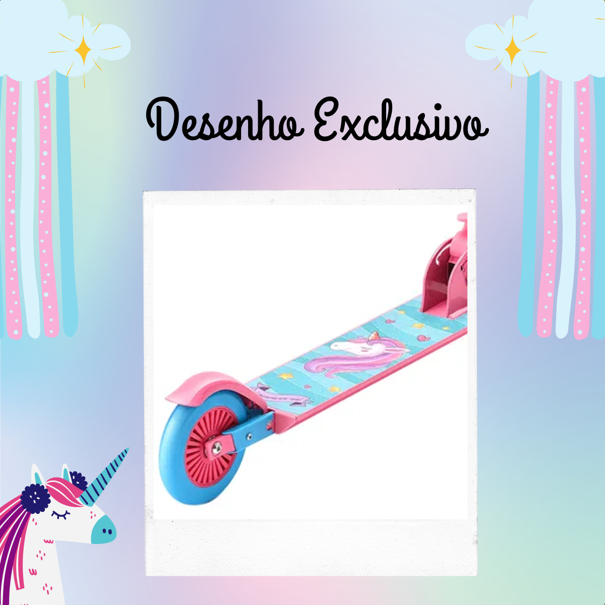 Patinete Infantil Atrio Feminino 2 Rodas Unicórnio Es270 - Multilaser
