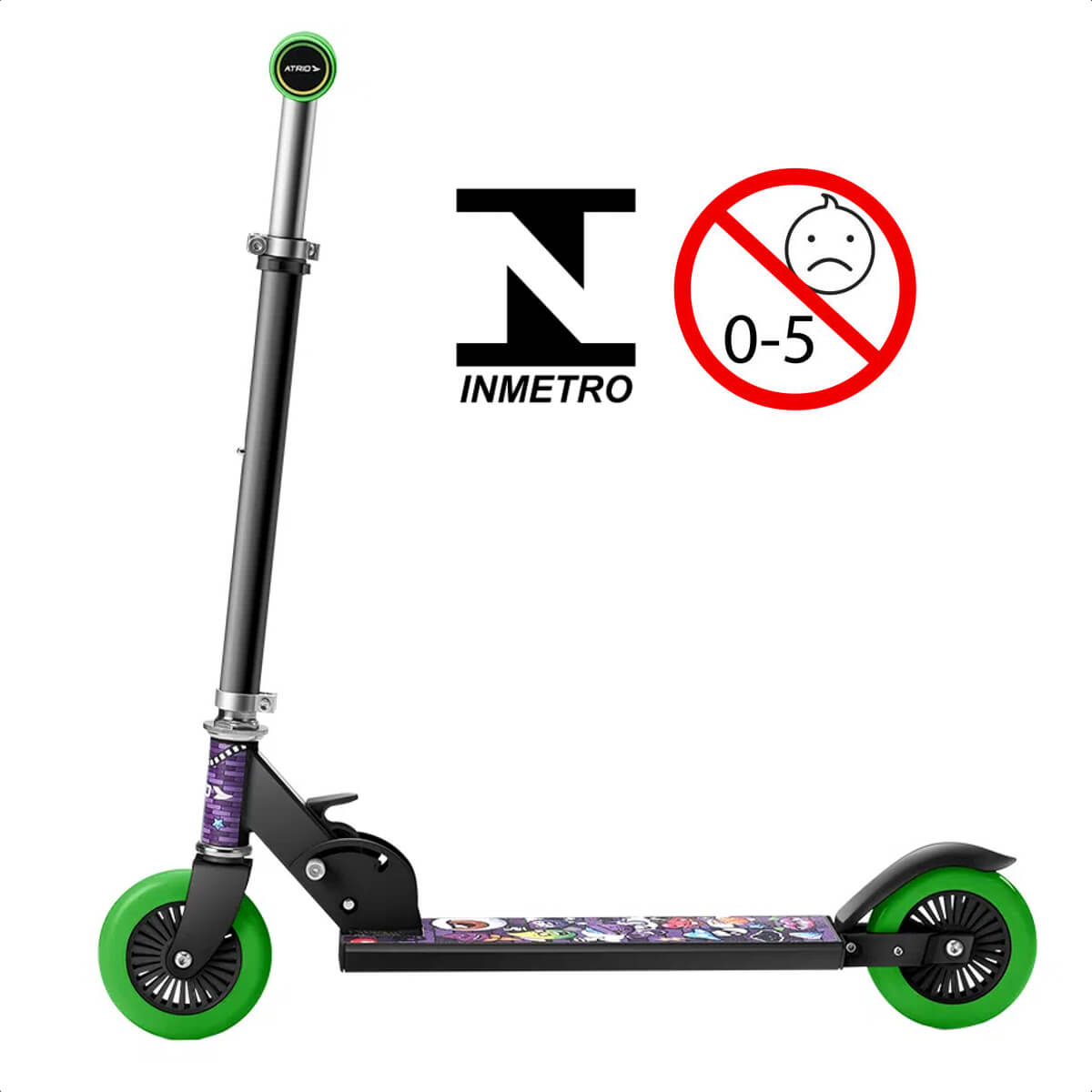 Patinete Infantil Atrio Masculino 2 rodas Monster Preto Guidão Ajustável -  ES271 Multilaser