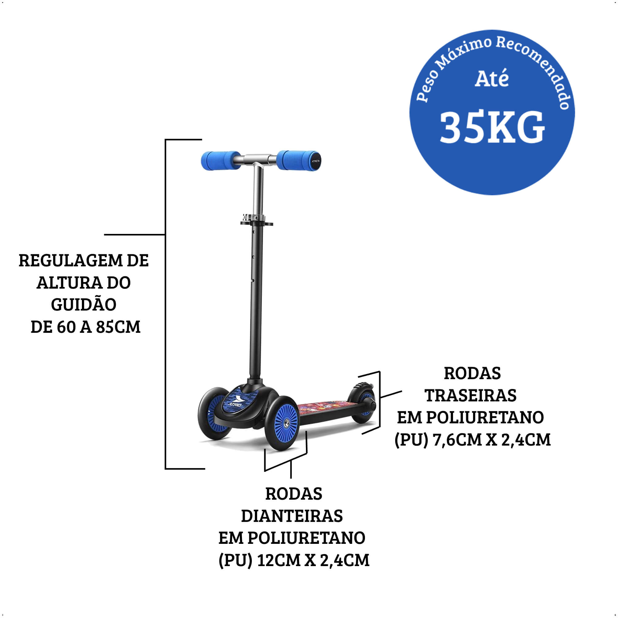 Patinete Infantil 3 Rodas Monster Atrio - ES273