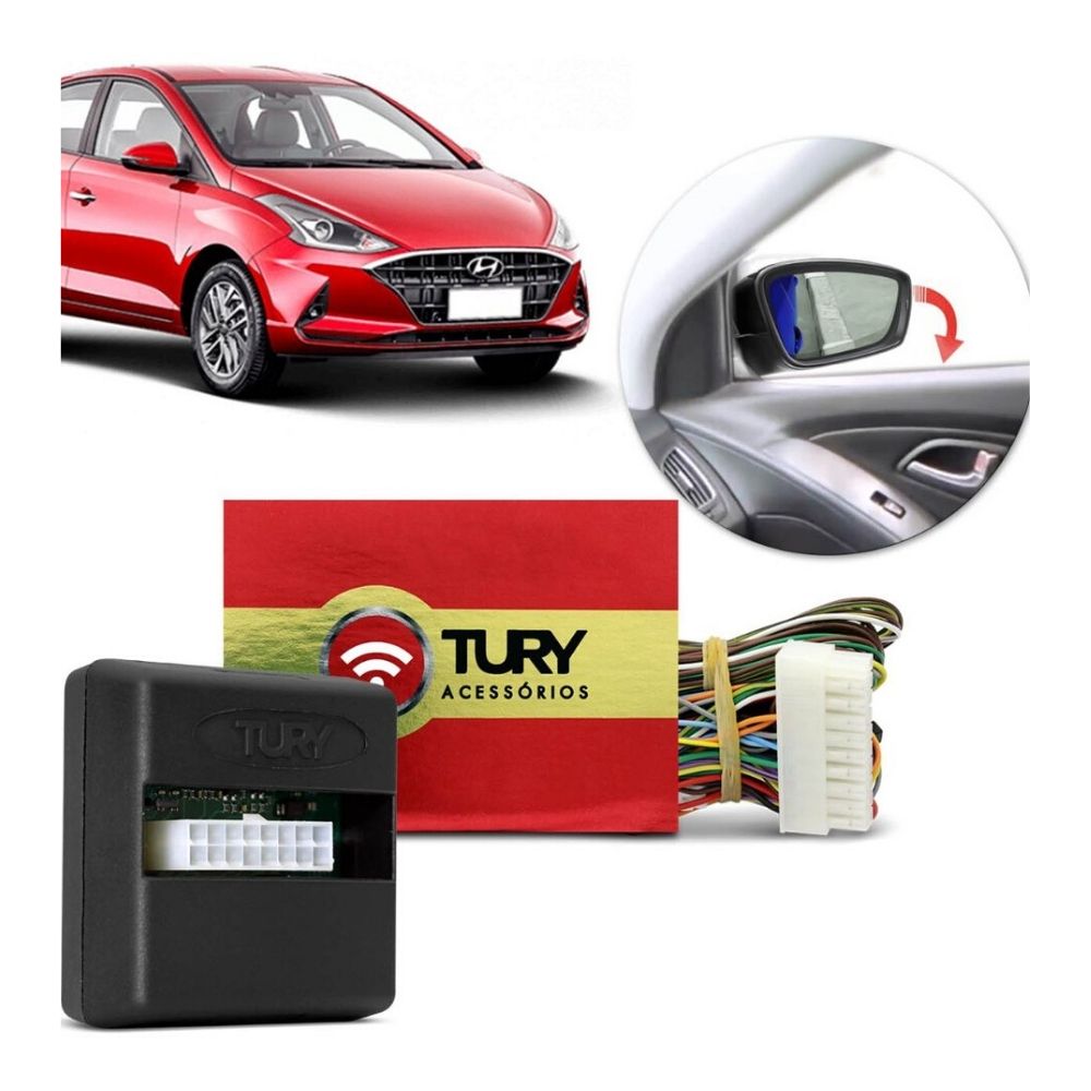 Modulo de Retrovisor Tury PARK 1.2.4 DM Hyundai HB 20 2020 Tilt Down sem sistema de rebatimento