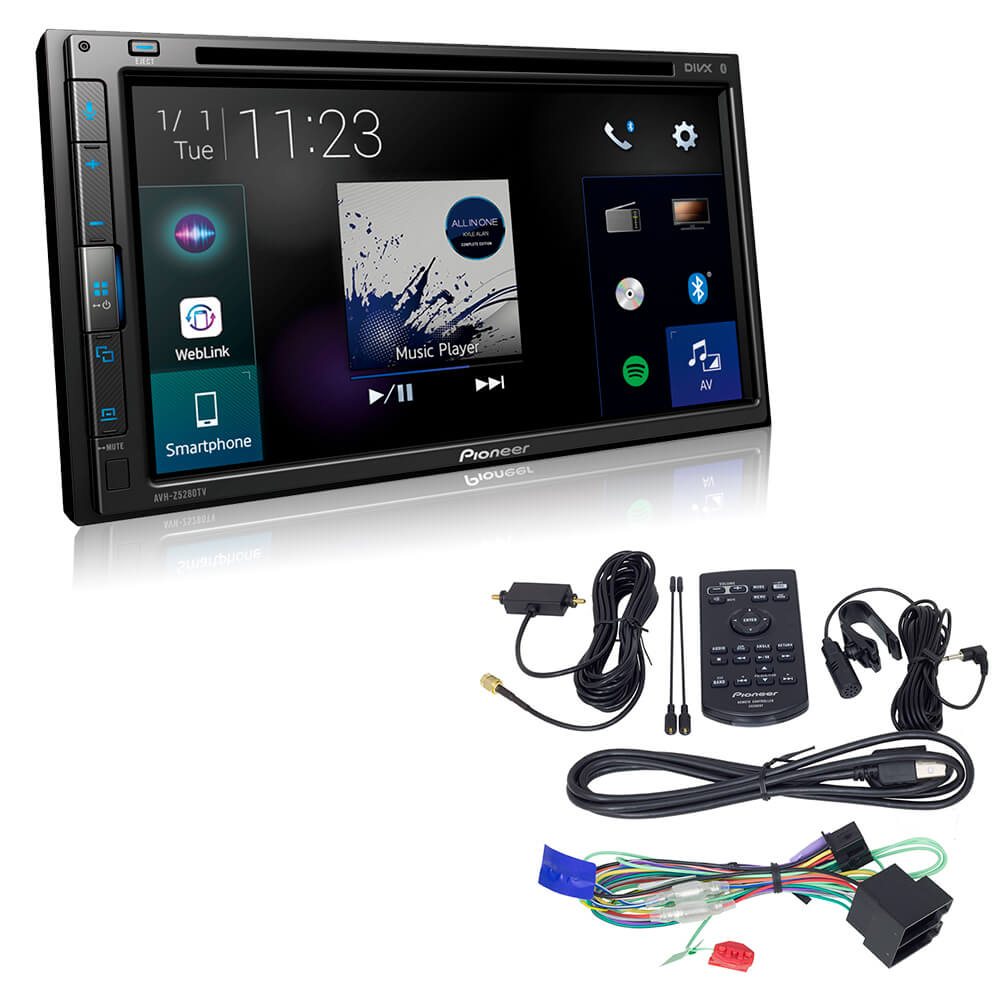 Kit Central Multimídia Nissan March Versa 2014 a 2020 AVH-Z5280TV Pioneer + Chicotes + Câmera + Moldura