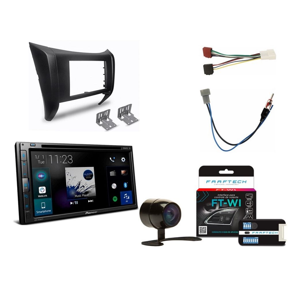 Kit Central Multimidia Nissan Frontier 2017 a 2020 AVH-Z5280TV Pioneer + Moldura + Chicotes + Cam + Interface