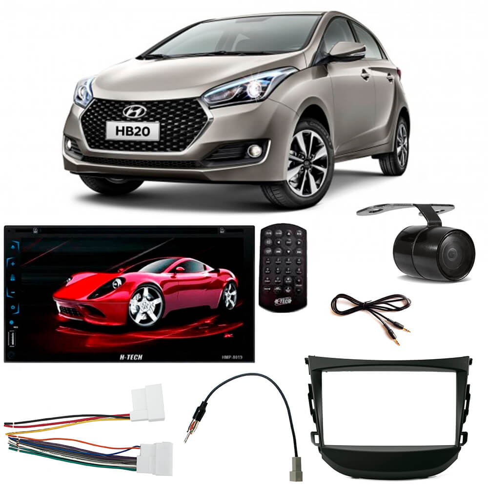 Kit Central Multimídia HB20 Som Original Fábrica 2012 a 2020 HMP-8019 + Moldura + Chicotes + Câmera