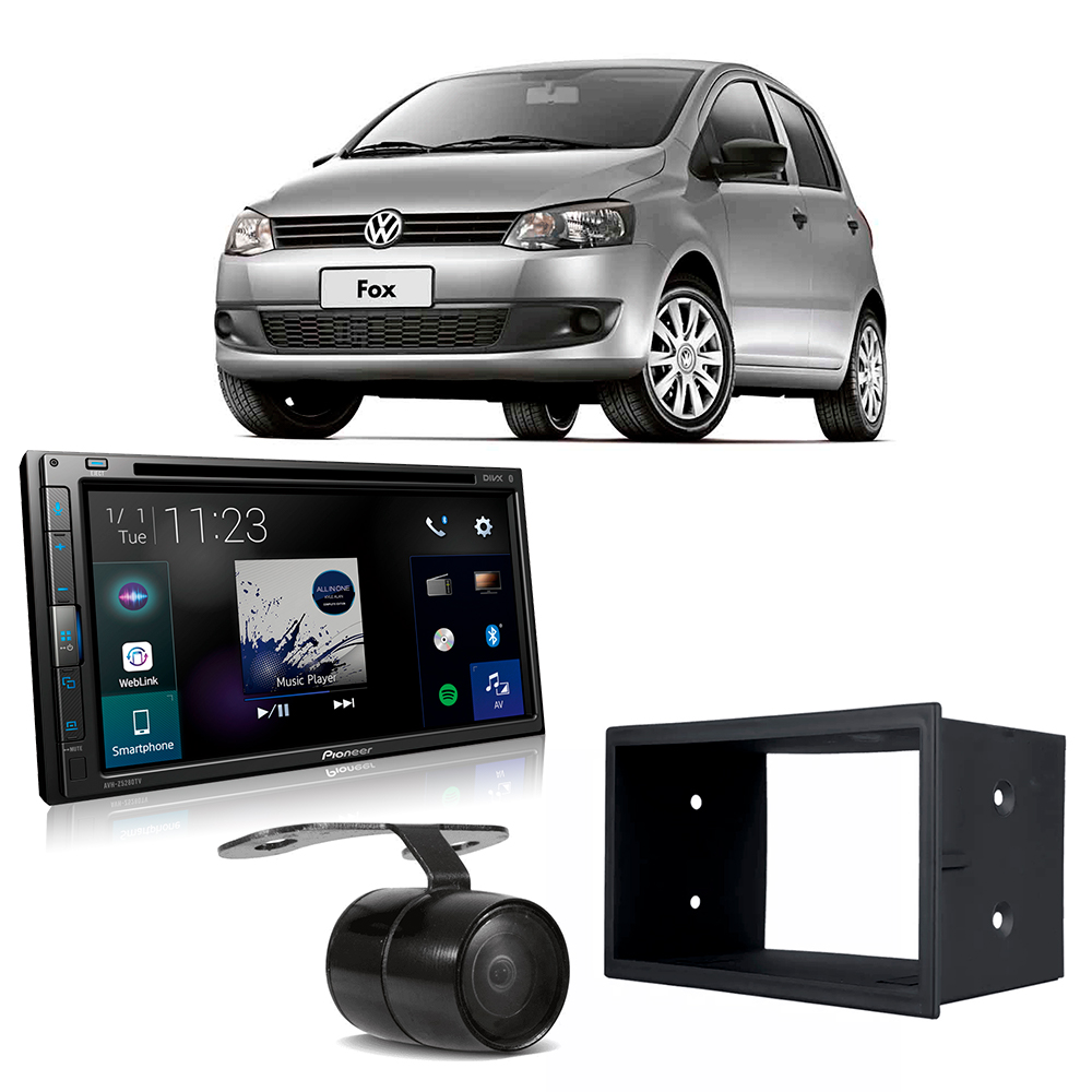 Kit Central Multimídia Fox 2008 a 2012 AVH-Z5280TV Pioneer + Moldura + Câmera