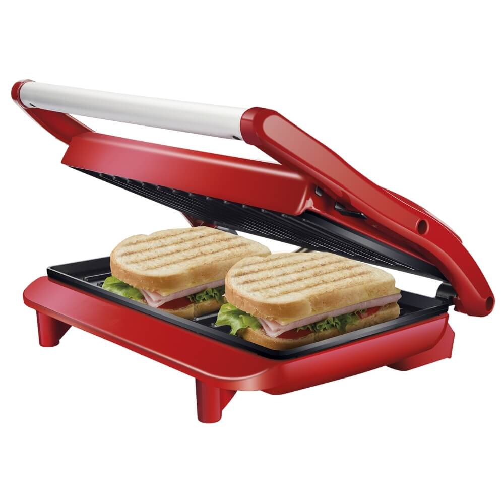 Grill Panini Life Inox Vermelho 127V Lenoxx PGR155