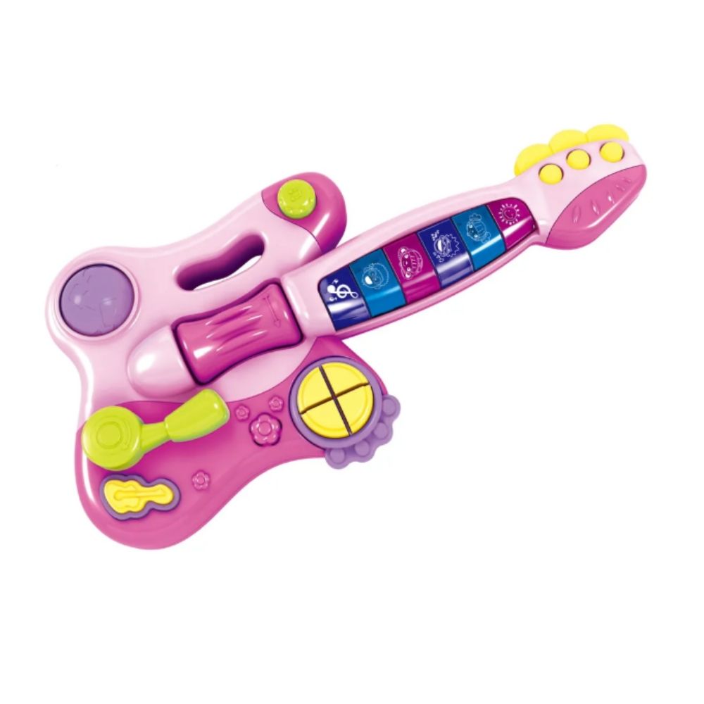 Brinquedo Infantil Criança Minha Primeira Guitarra Elétrica Rosa Tocar Música Multikids - BR1091