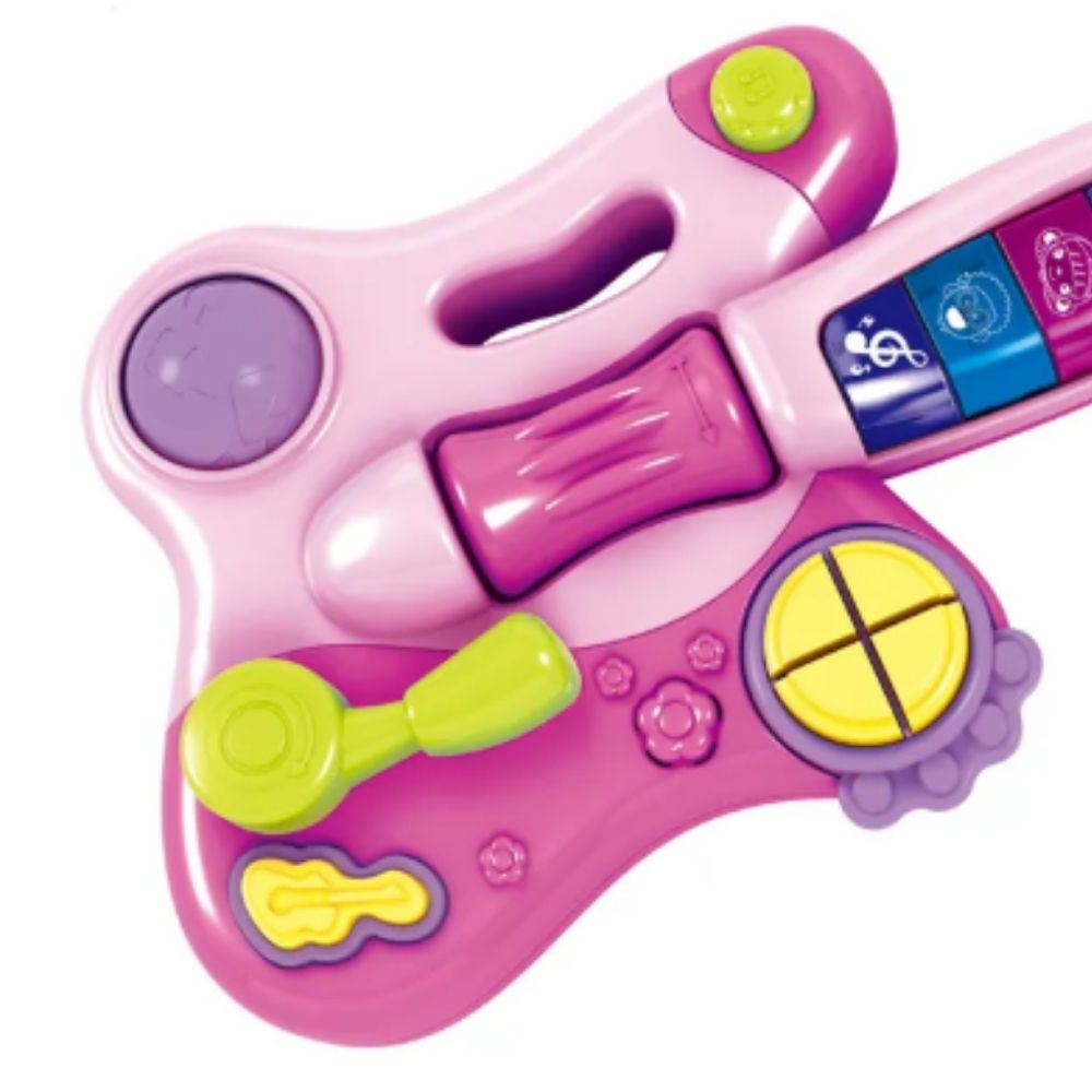Brinquedo Infantil Criança Minha Primeira Guitarra Elétrica Rosa Tocar Música Multikids - BR1091
