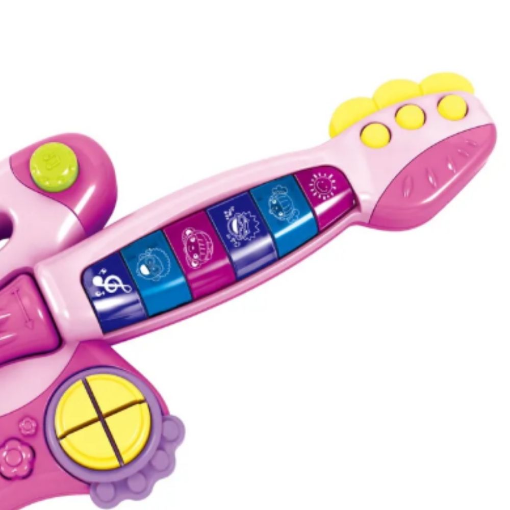 Brinquedo Infantil Criança Minha Primeira Guitarra Elétrica Rosa Tocar Música Multikids - BR1091