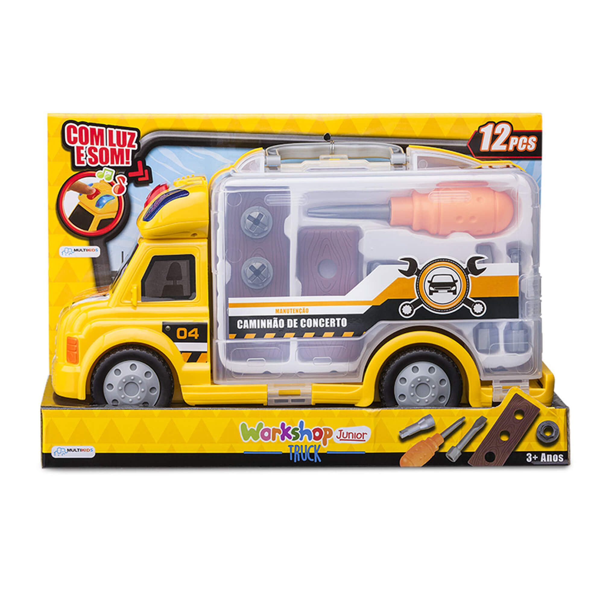 Brinquedo Caminhão de Construção Junior Truck c/ Acessórios Com Luz e Som Multikids -  BR899