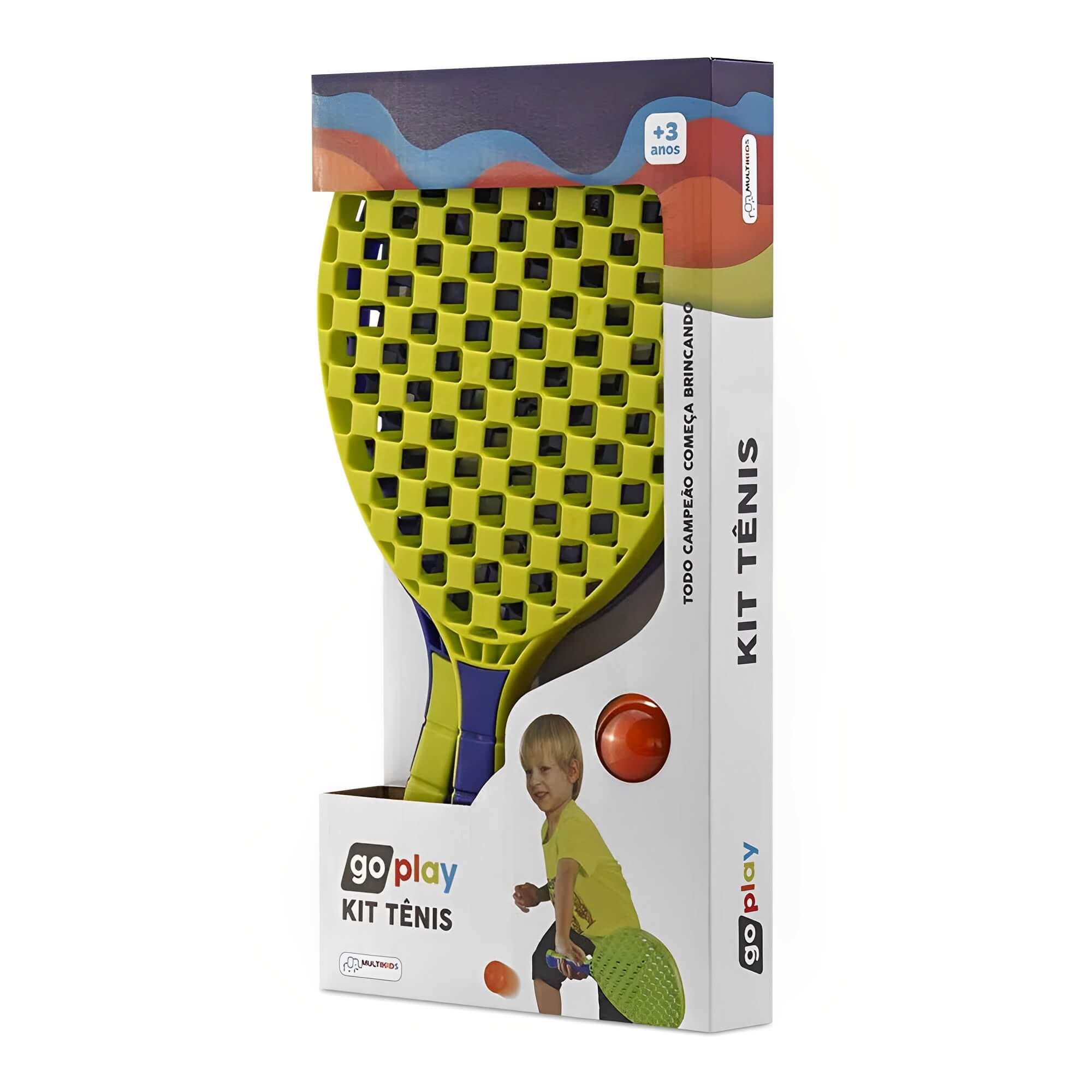 Brinquedo Go Play Kit Tênis com 2 Raquetes e Bolinha Esporte Infantil Multikids - BR949