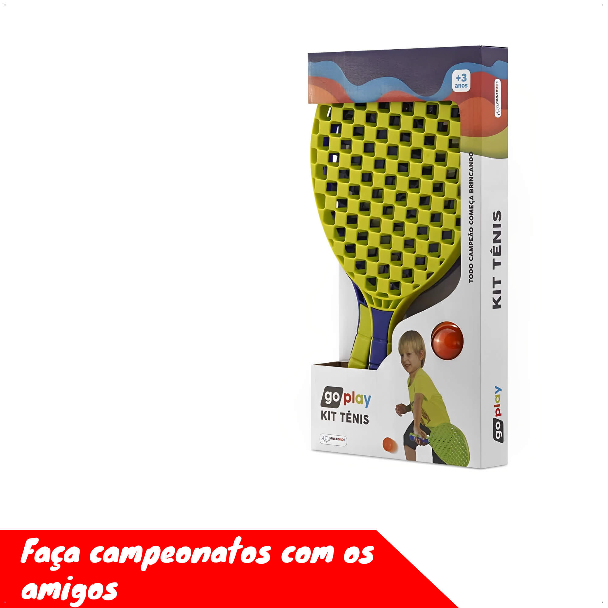 Brinquedo Go Play Kit Tênis com 2 Raquetes e Bolinha Esporte Infantil Multikids - BR949