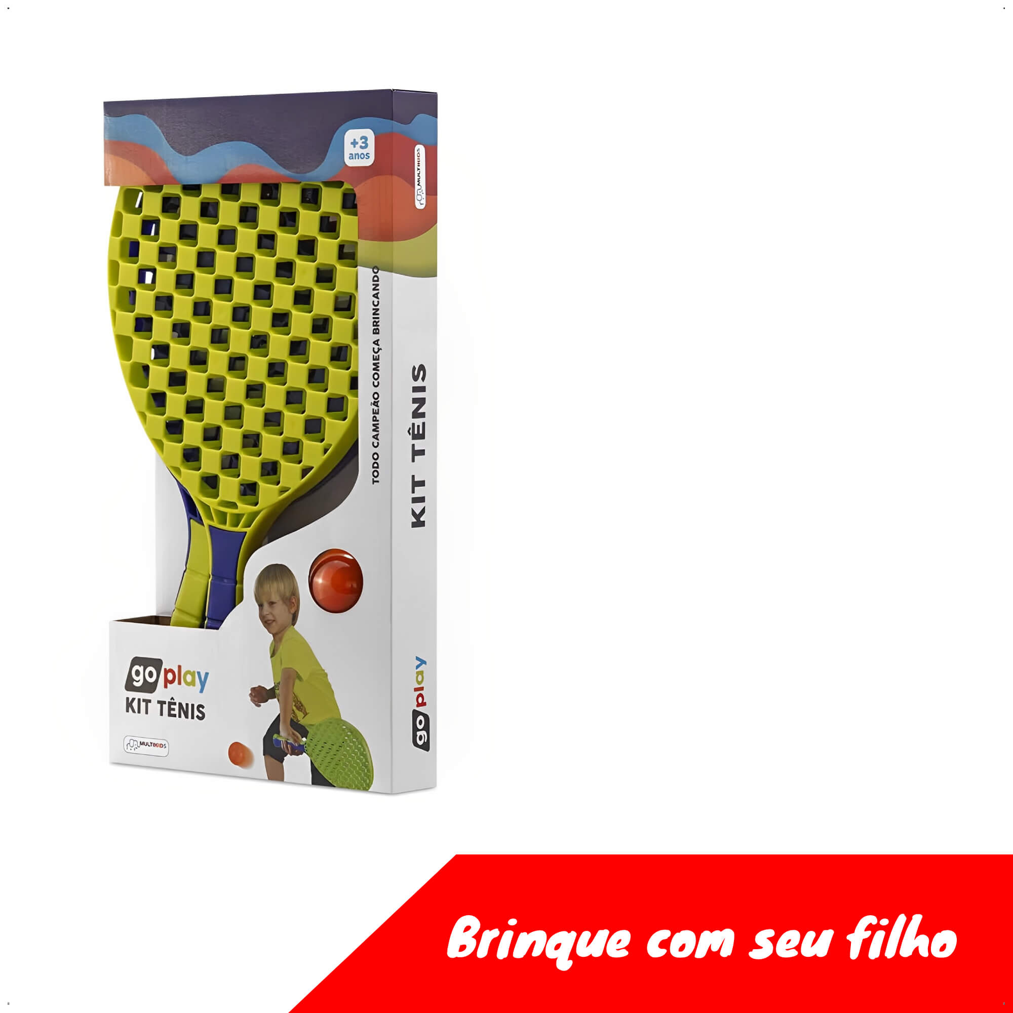 Brinquedo Go Play Kit Tênis com 2 Raquetes e Bolinha Esporte Infantil Multikids - BR949