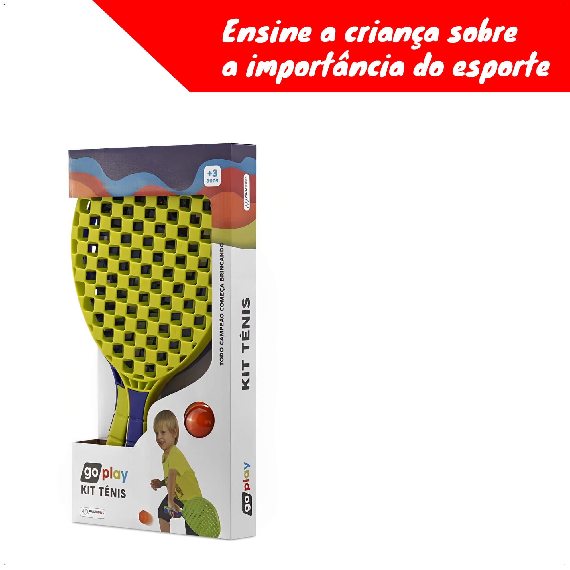 Brinquedo Go Play Kit Tênis com 2 Raquetes e Bolinha Esporte Infantil Multikids - BR949