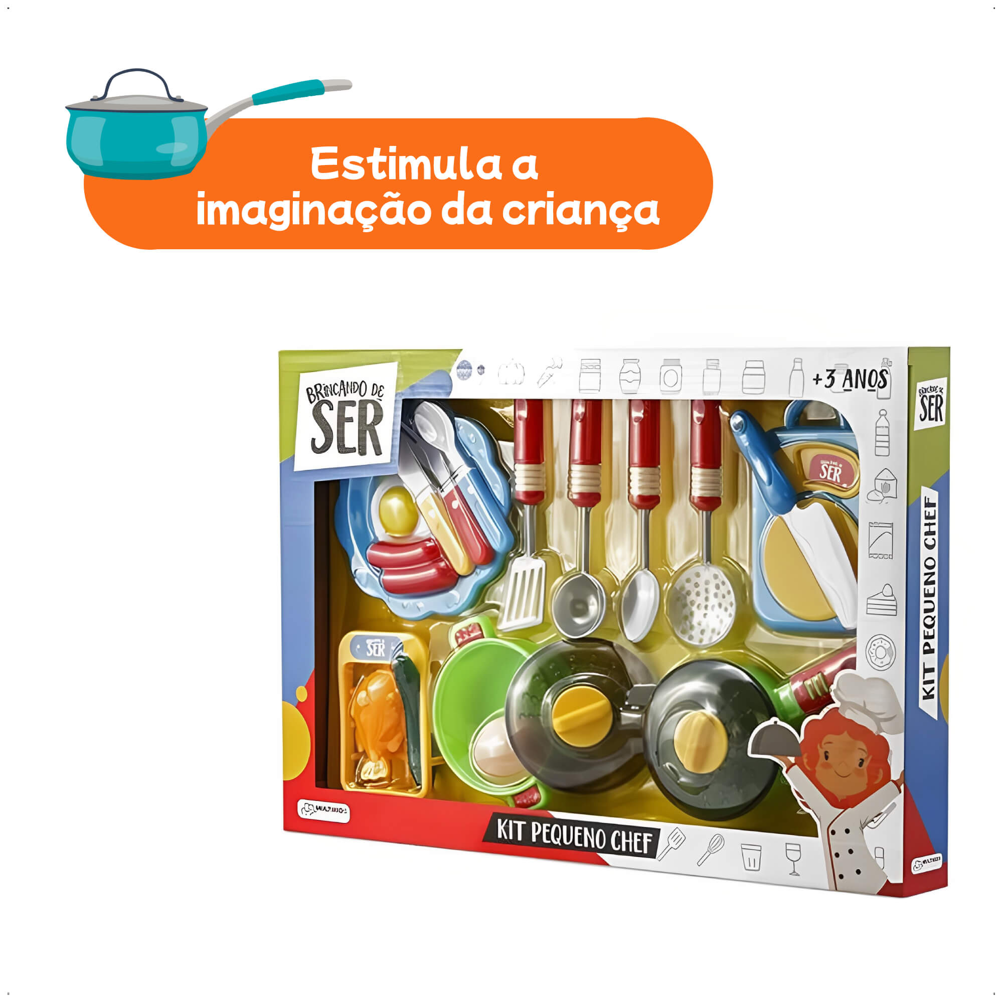Brinquedo Brincando de Ser Kit Pequeno Chef Com Acessórios Multikids - BR954 - Tem modelo diferente