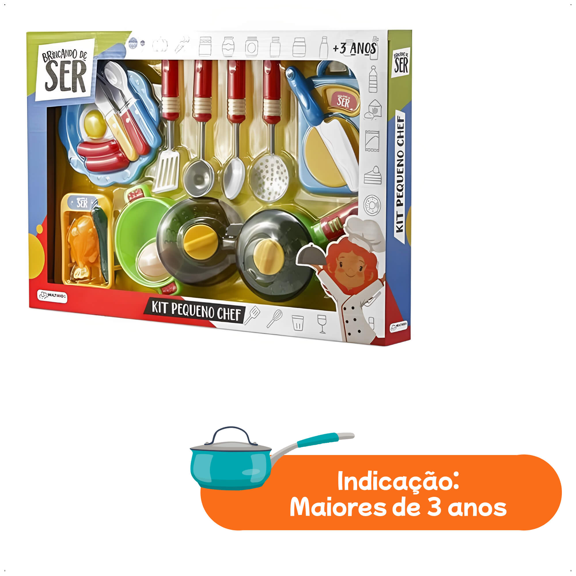 Brinquedo Brincando de Ser Kit Pequeno Chef Com Acessórios Multikids - BR954 - Tem modelo diferente