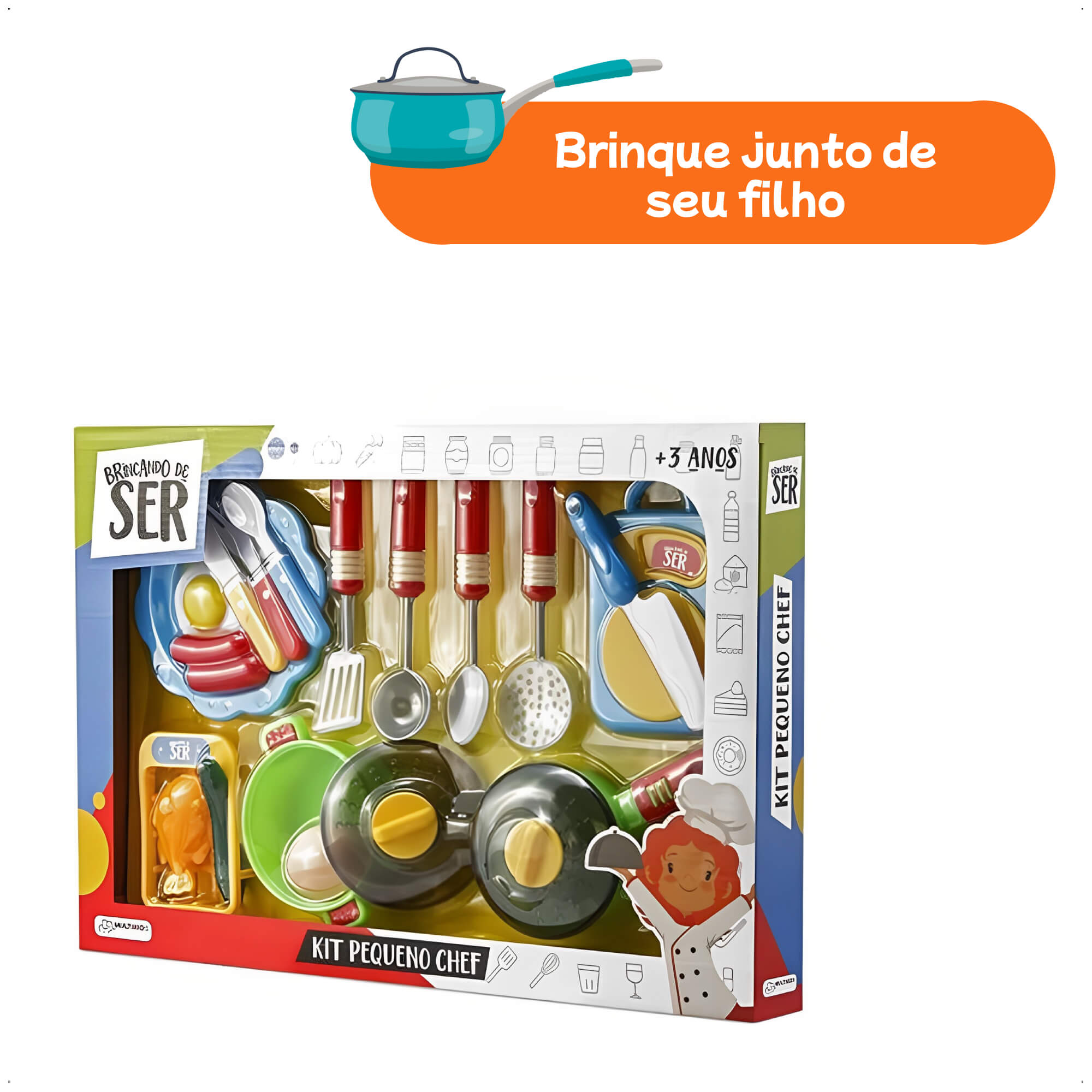 Brinquedo Brincando de Ser Kit Pequeno Chef Com Acessórios Multikids - BR954 - Tem modelo diferente