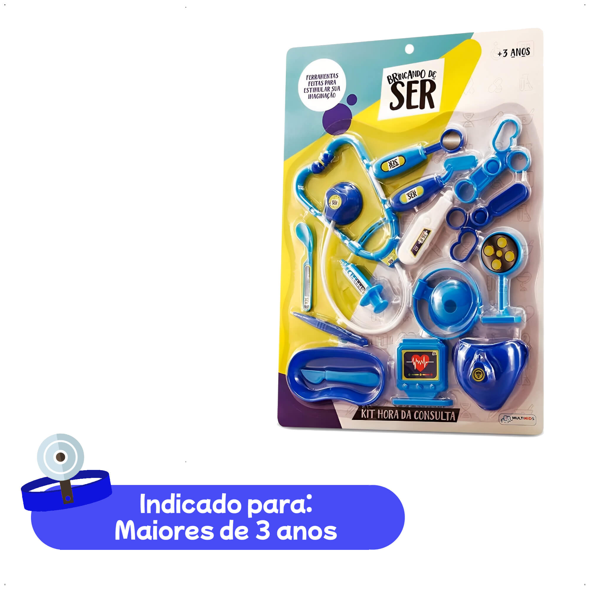Brinquedo Brincando de Ser Medico Hora da Consulta Acessórios Azul Multikids - BR958