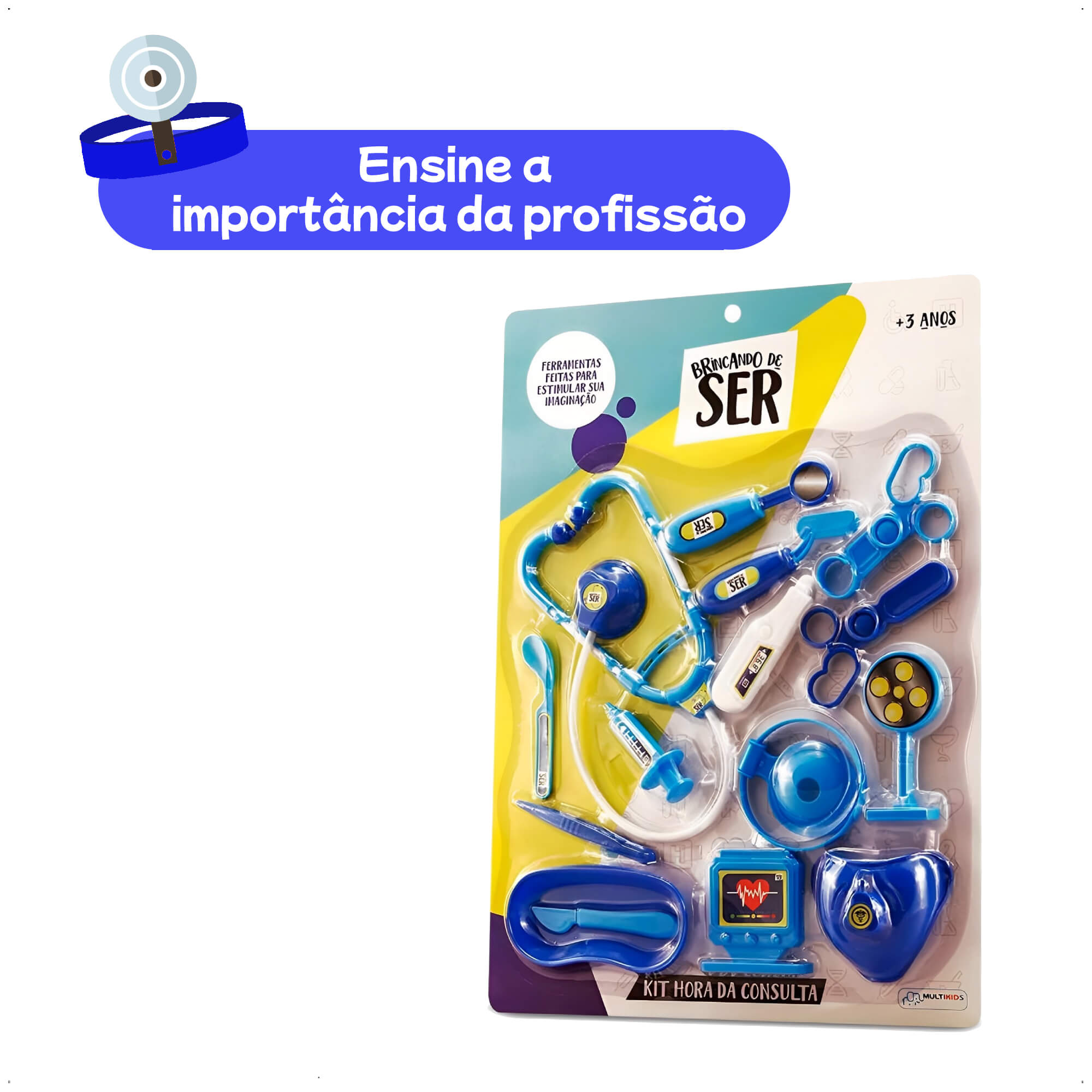 Brinquedo Brincando de Ser Medico Hora da Consulta Acessórios Azul Multikids - BR958