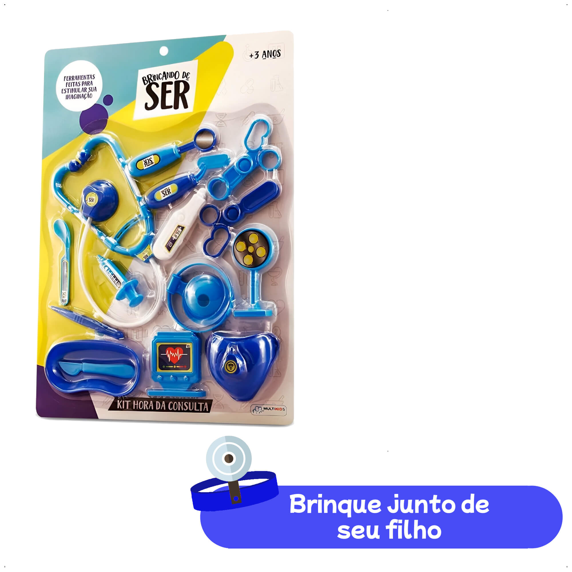 Brinquedo Brincando de Ser Medico Hora da Consulta Acessórios Azul Multikids - BR958