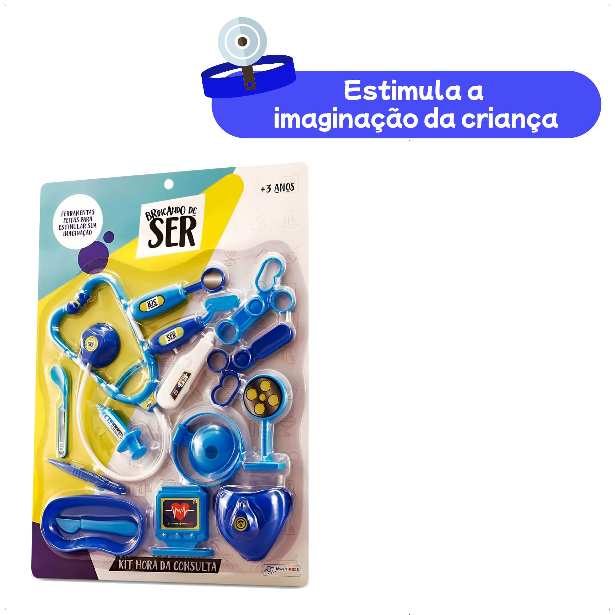 Brinquedo Brincando de Ser Medico Hora da Consulta Acessórios Azul Multikids - BR958