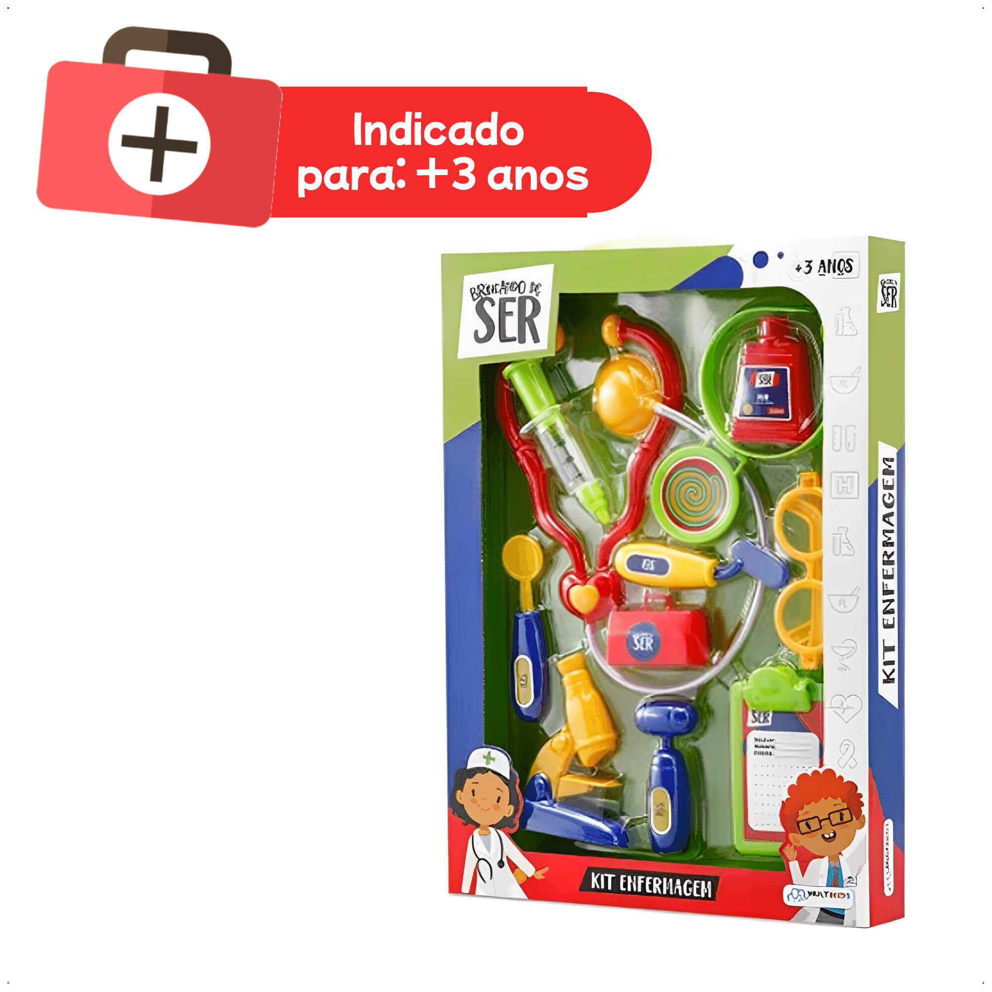 Brinquedo Faz de Conta Kit Enfermagem com Acessórios Imaginação Colorido Multikids - BR961