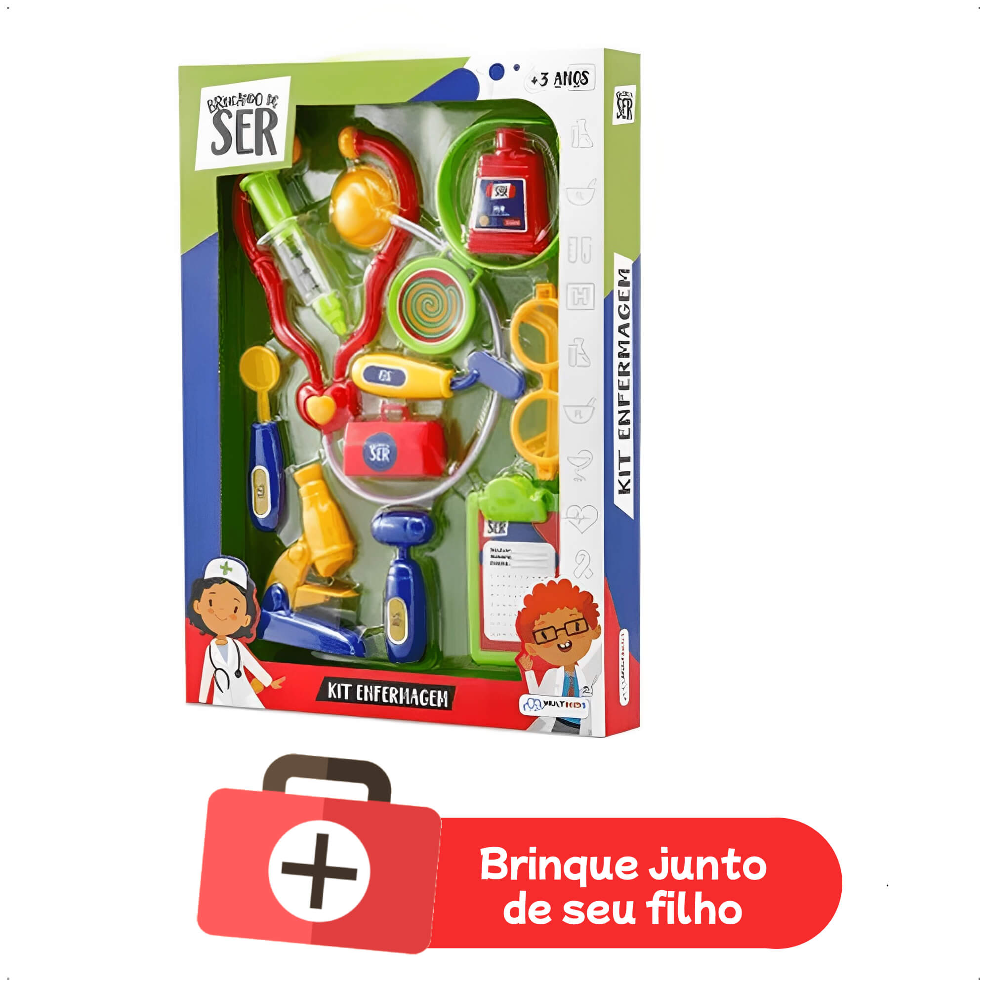 Brinquedo Faz de Conta Kit Enfermagem com Acessórios Imaginação Colorido Multikids - BR961