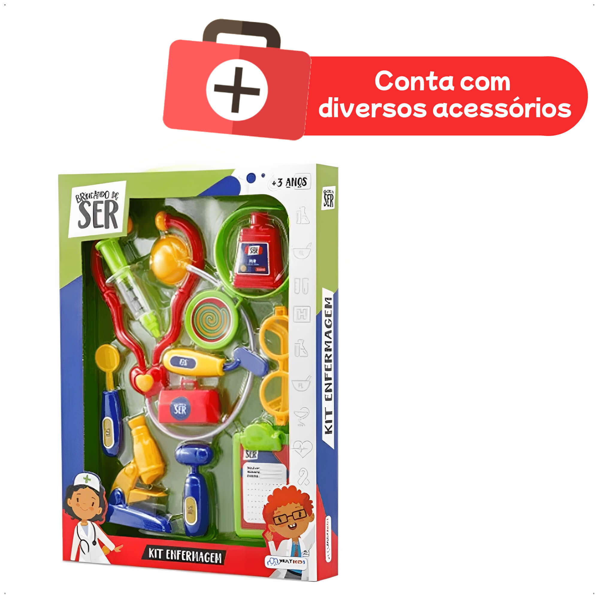 Brinquedo Faz de Conta Kit Enfermagem com Acessórios Imaginação Colorido Multikids - BR961