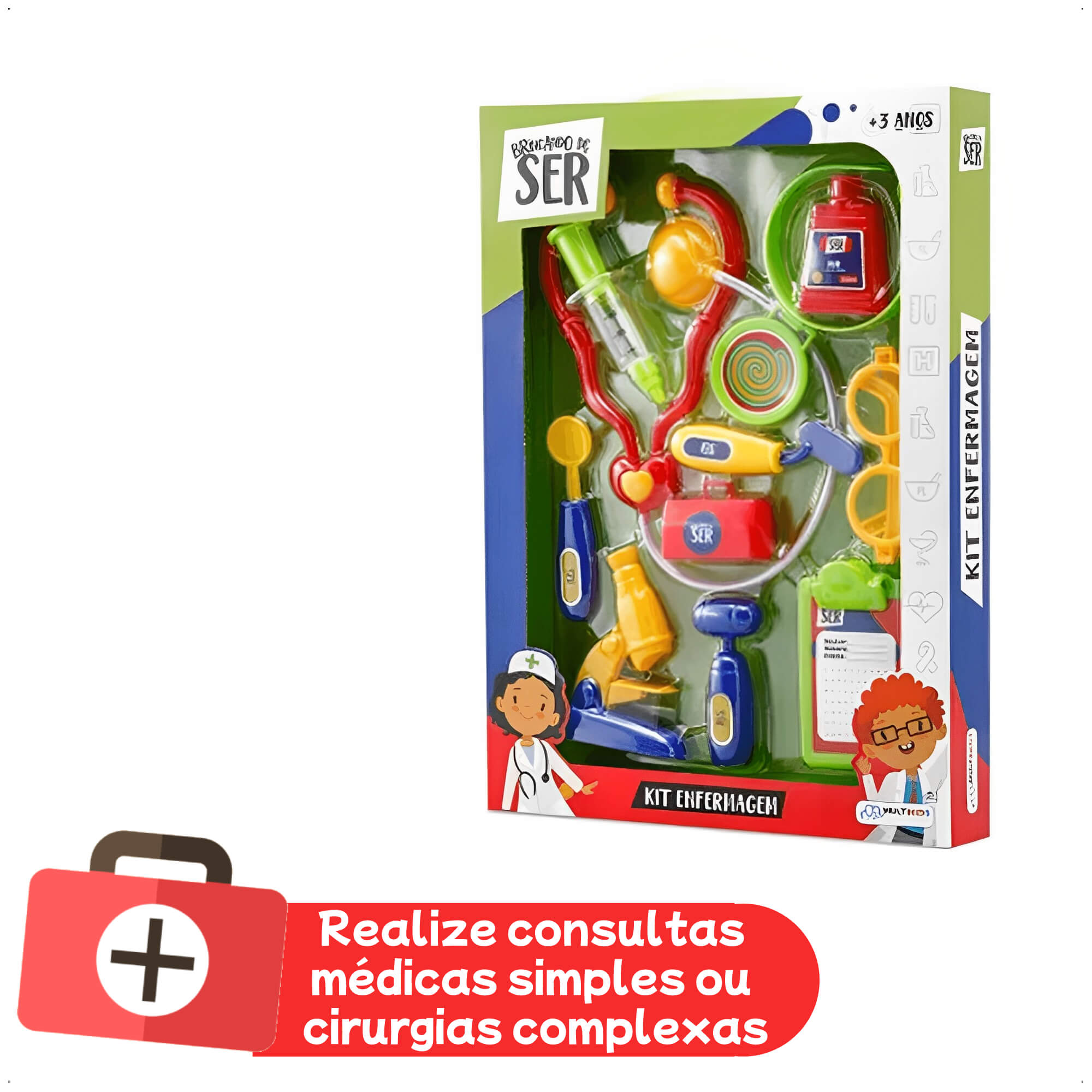Brinquedo Faz de Conta Kit Enfermagem com Acessórios Imaginação Colorido Multikids - BR961