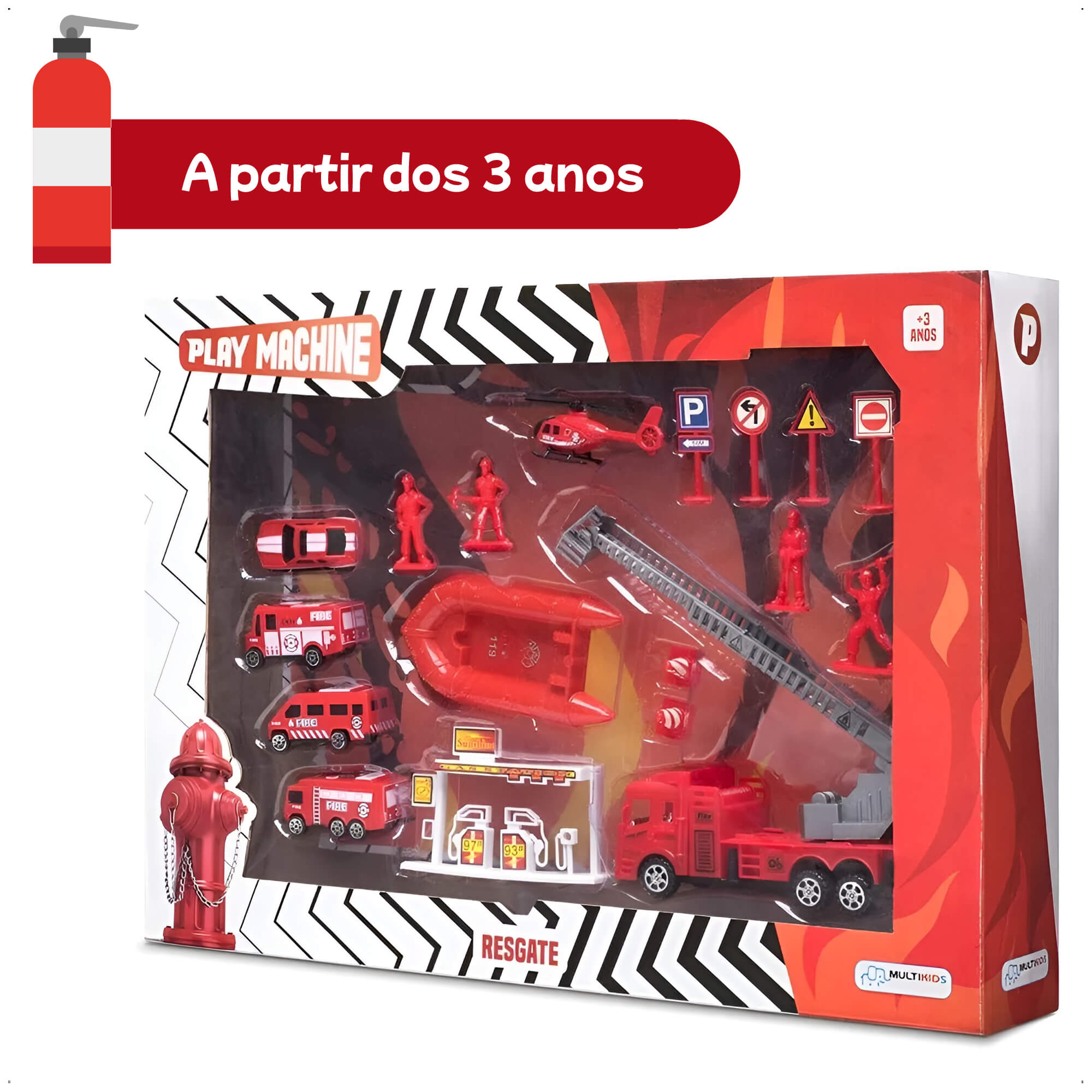Play Machine Bombeiro Resgate Vermelho Multikids - BR969