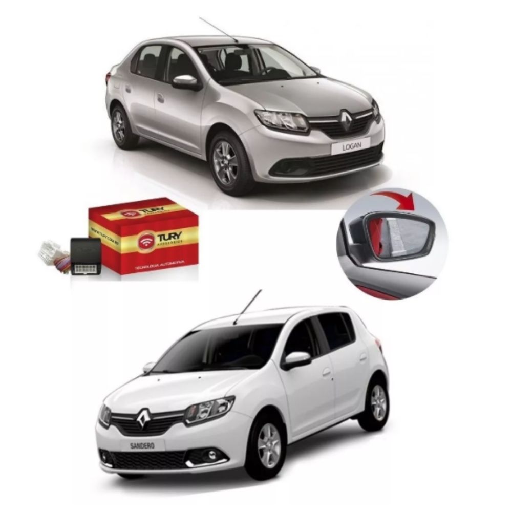Modulo Retrovisor Tilt-down plug & play Logan/Sandero 2014 Tury - PARK1.3.7AP