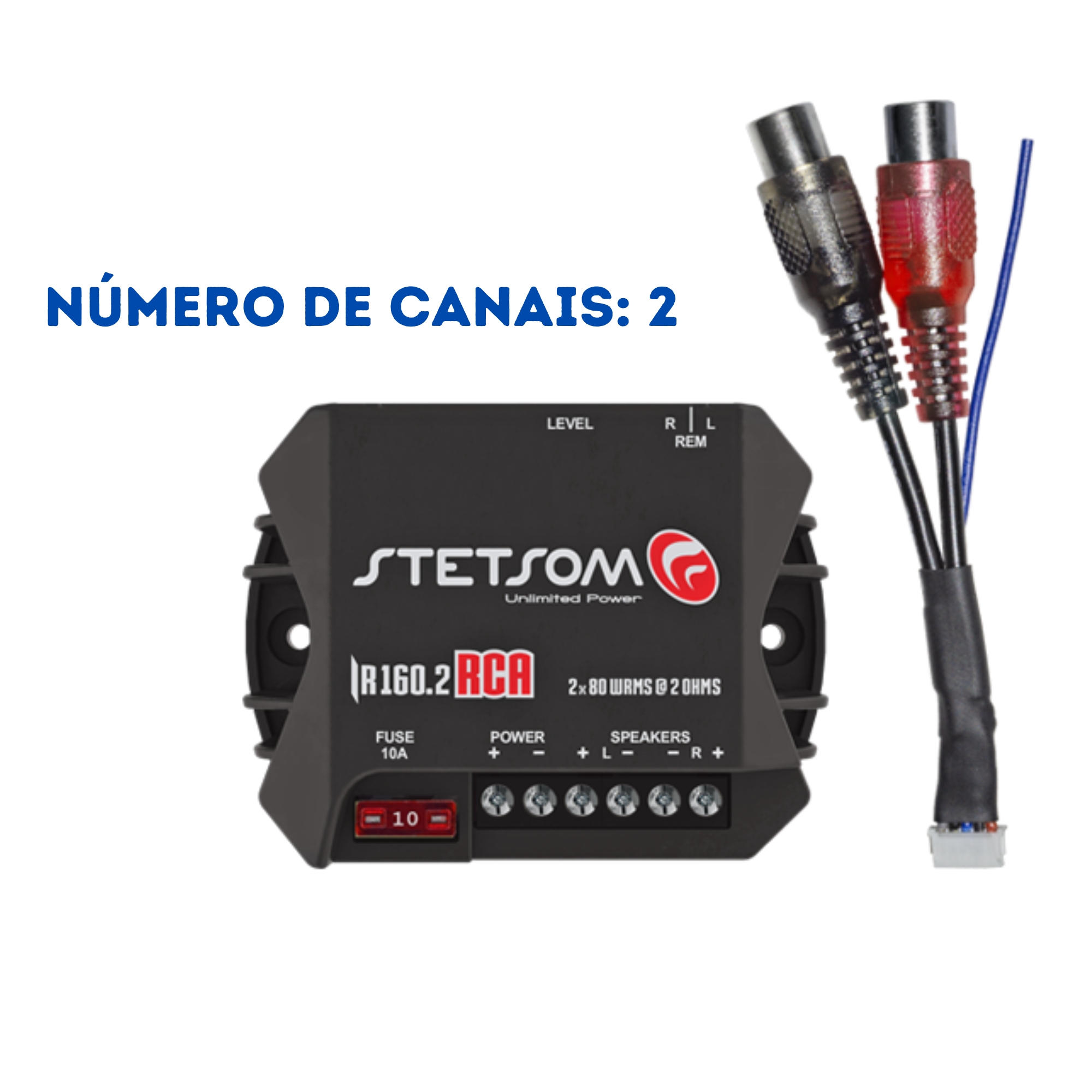 Módulo Amplificador de Potência para Som Automotivo Stetsom Iron Line IR160.2 RCA 2 Canais 80W RMS
