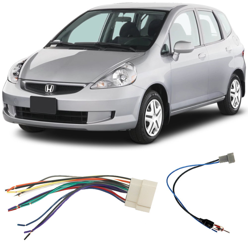 COMP Kit Chicote de antena + Chicote de ligação Honda Fit 2004 até 2008