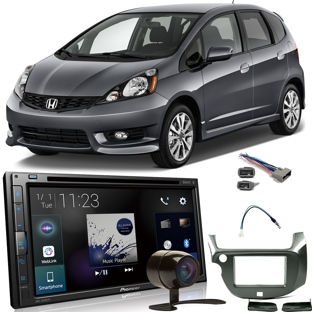 COMP Kit DVD Player Honda Fit 2012 a 2014 AVH-Z5280TV Pioneer + Moldura 2 din + Câmera de ré + Chicotes