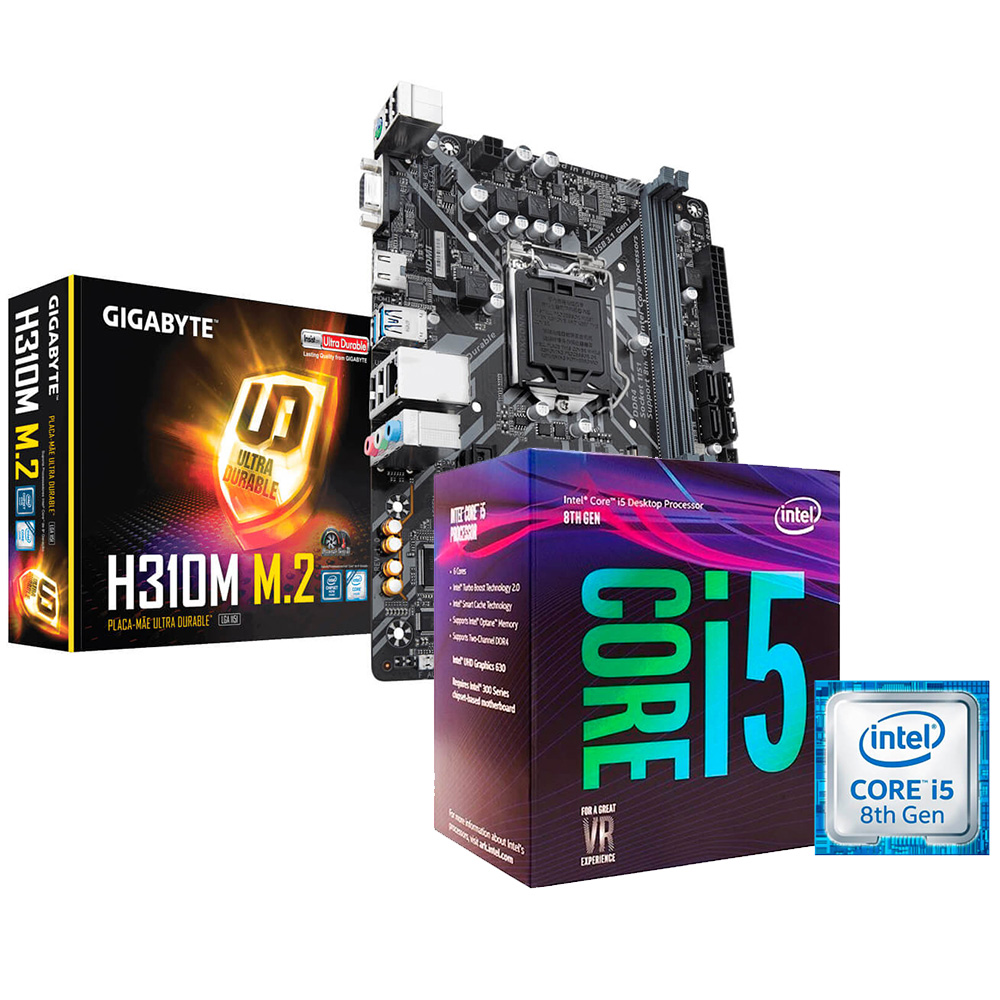 COMP Combo Placa Mãe Gigabyte H310M-M.2 + Processador i5 8400