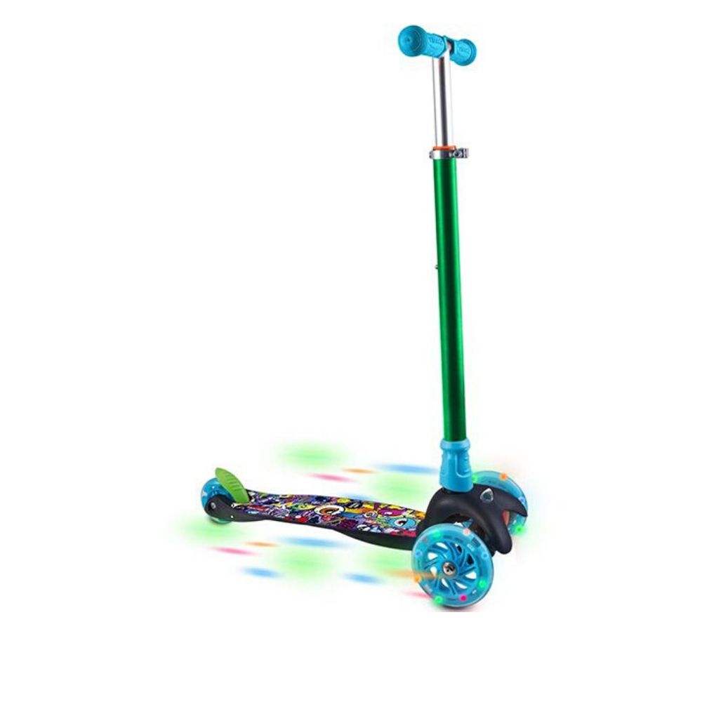 COMP Patinete Infantil 3 Rodas com Led Monster Átrio ES114 + Kit De Proteção Infantil Masculino Monster ES200