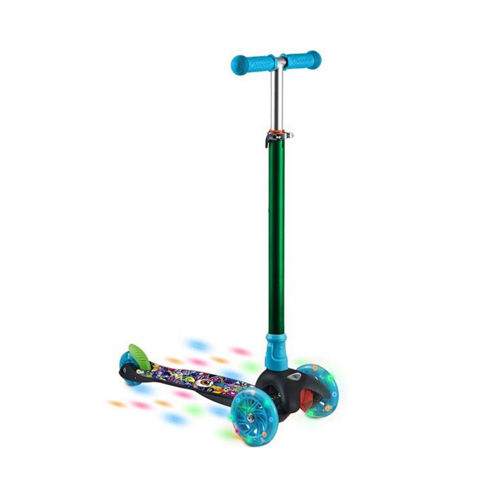 COMP Patinete Infantil 3 Rodas com Led Monster Átrio ES114 + Kit De Proteção Infantil Masculino Monster ES200