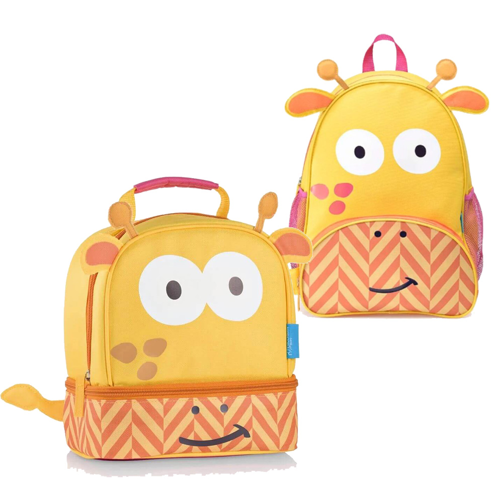 COMP Kit Mochila Infantil Com Rodinhas + Lancheira Girafa Gigi