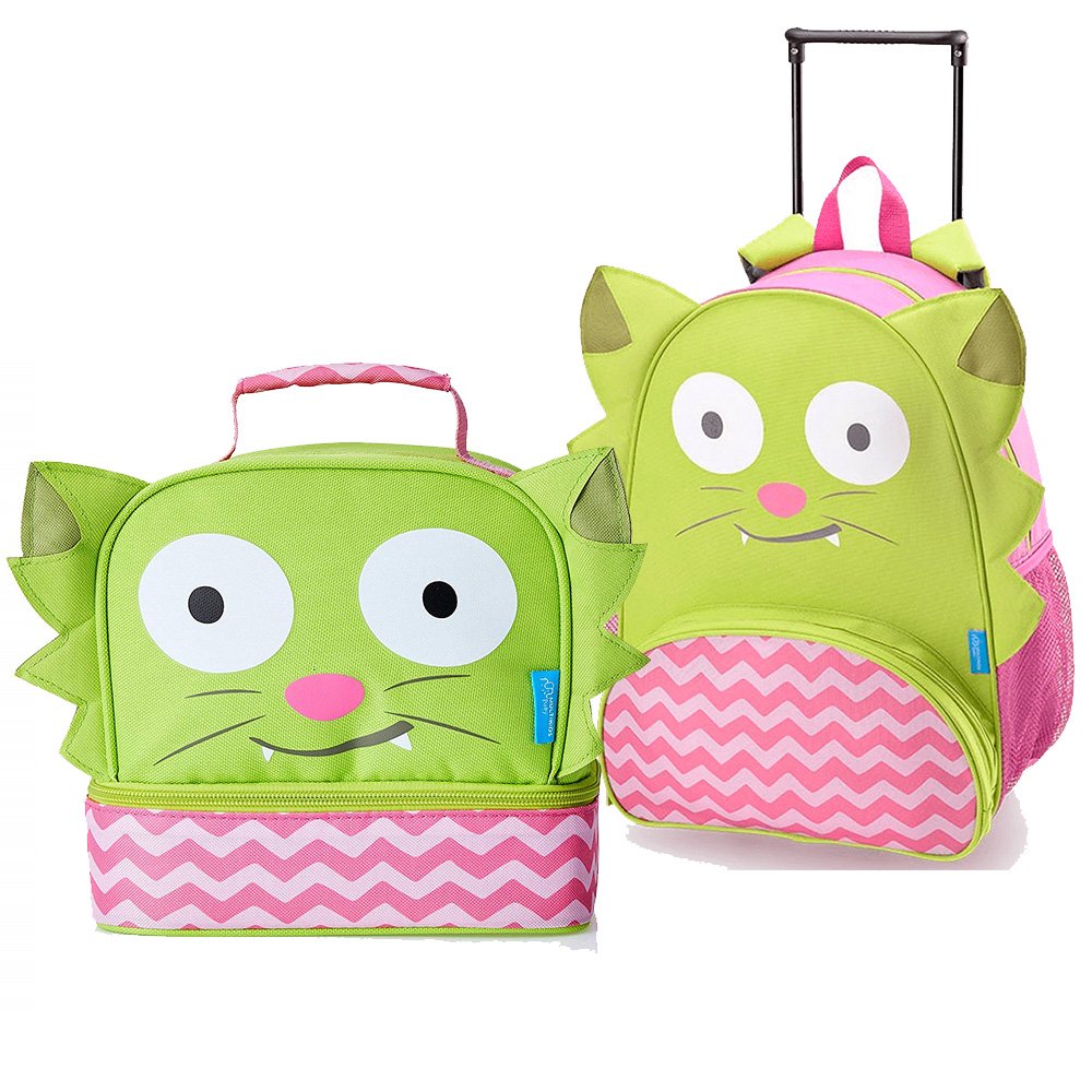 COMP Mochila Infantil Com Rodinhas + Lancheira Térmica Gato Chica Multikids Baby