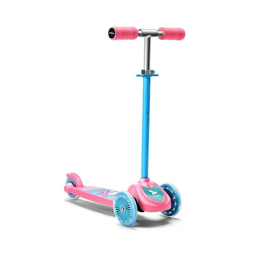 Patinete Feminino Infantil 3 Rodas Unicorn Rosa Atrio ES272 + Kit de Proteção Infantil Unicórnio ES199 - Atrio