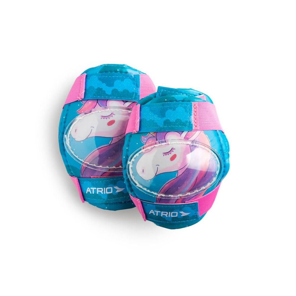 Patinete Feminino Infantil 3 Rodas Unicorn Rosa Atrio ES272 + Kit de Proteção Infantil Unicórnio ES199 - Atrio