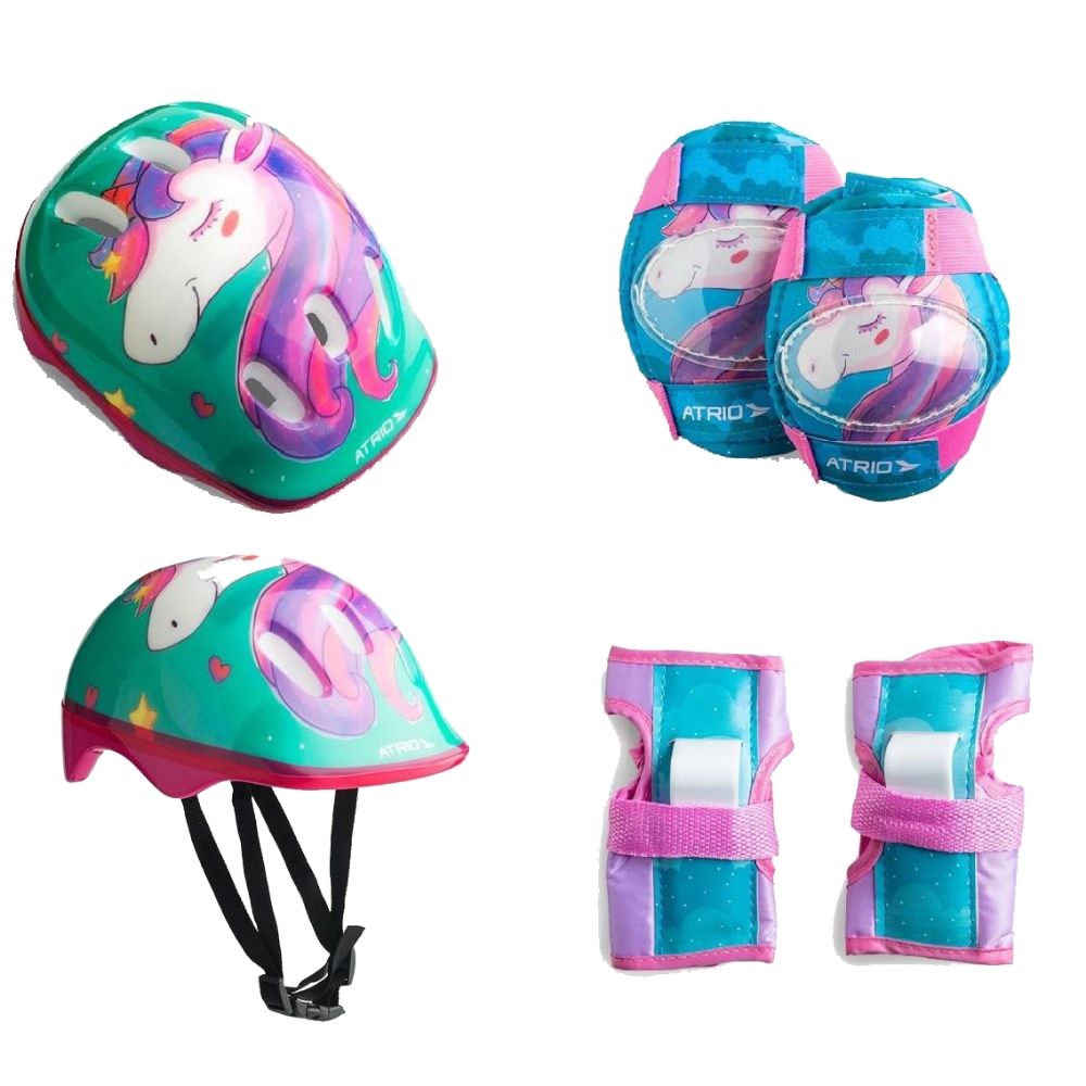 COMP Patinete Infantil Feminino 2 Rodas Unicornio ES270 + Kit de Proteção Infantil Unicorn ES199 - Atrio