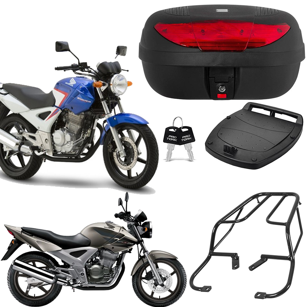COMP Kit Bauleto 45 litros + Bagageiro Honda CBX Twister 250 2002 até 2008 Preto BA-60HP - Pro Tork