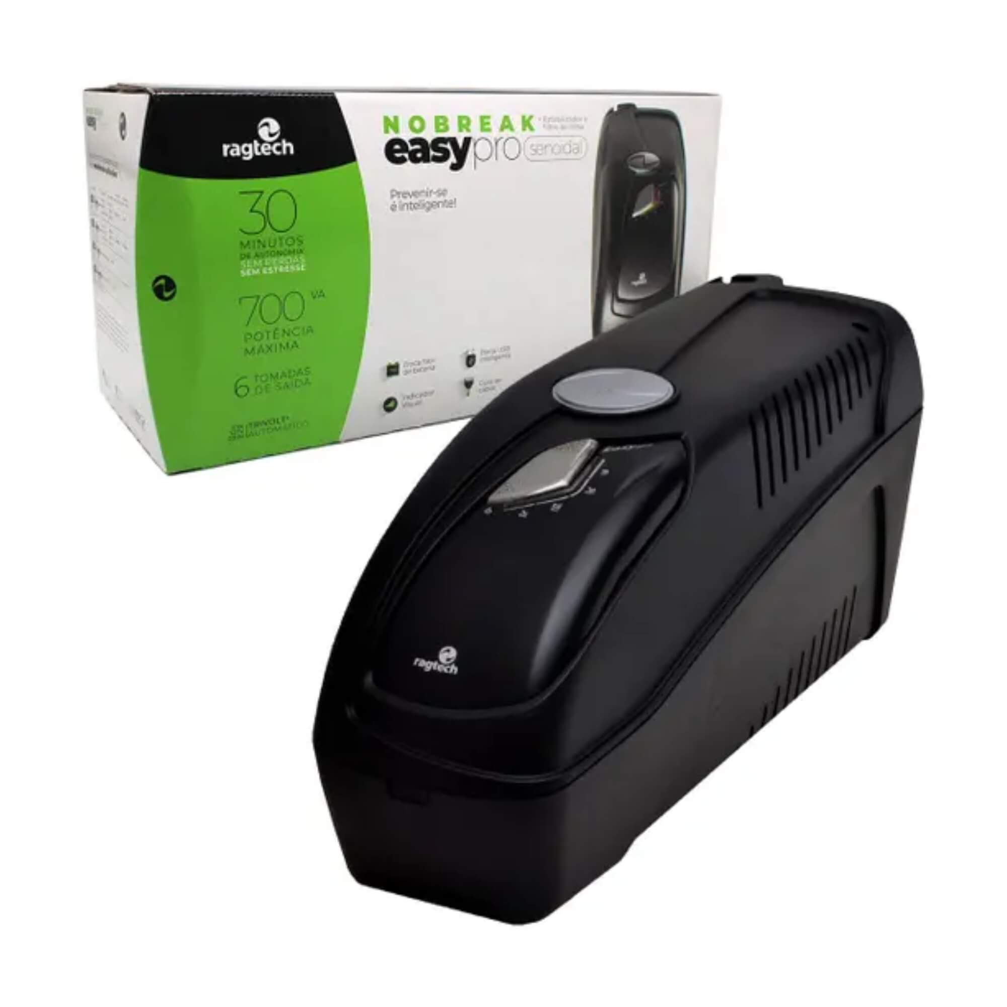Nobreak Ragtech 700VA Senoidal 4164 Easy Pro Trivolt Automático 6 Tomadas