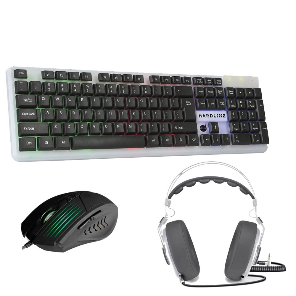 COMP Teclado Gamer Hardline USB Preto 624704 Dazz + Mouse Gamer 2400dpi MG-10BK - C3Tech + Fone de Ouvido Headphone