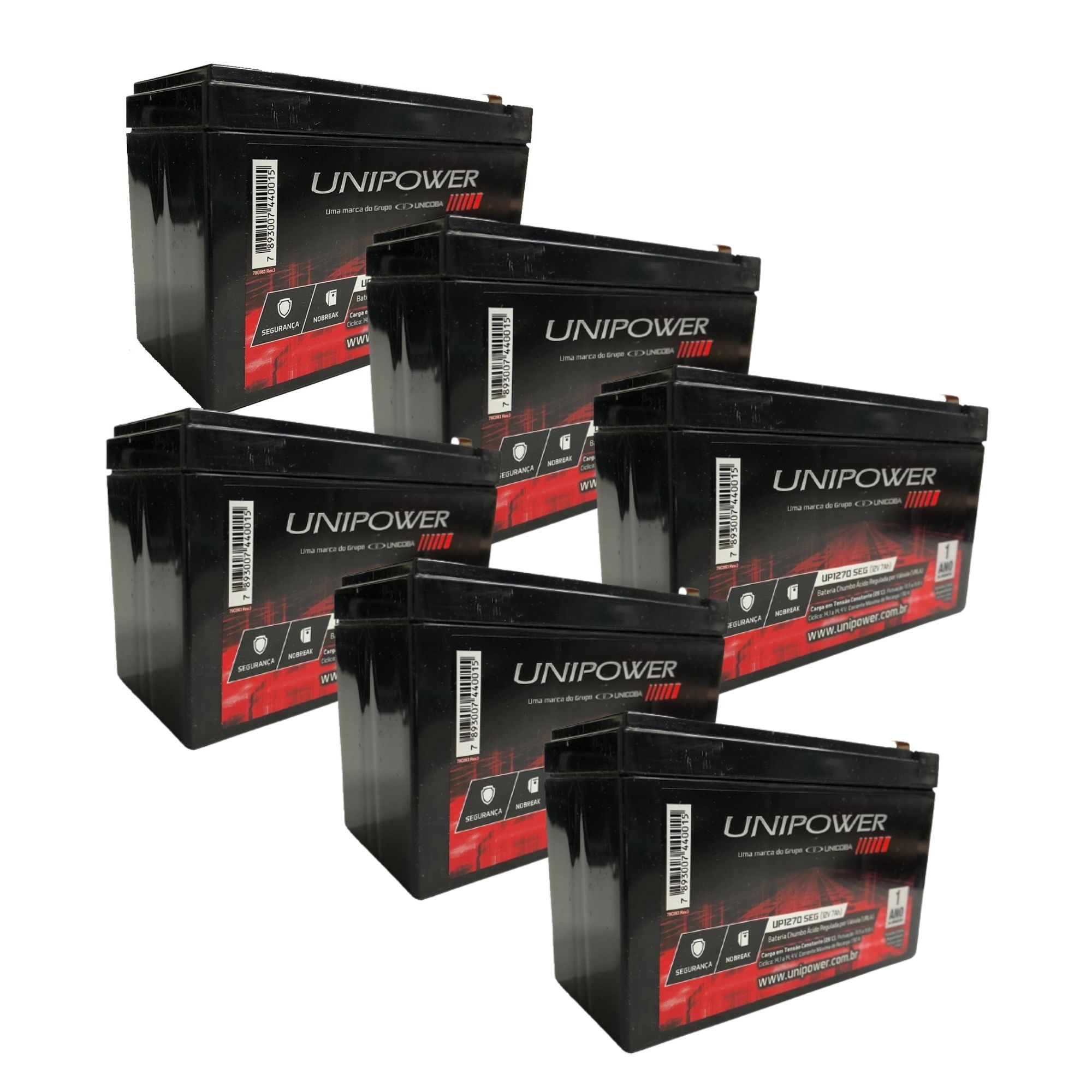 COMP Kit 6 Baterias para Nobreak Interna selada 12V 7,0AH UP1270SEG - Unipower