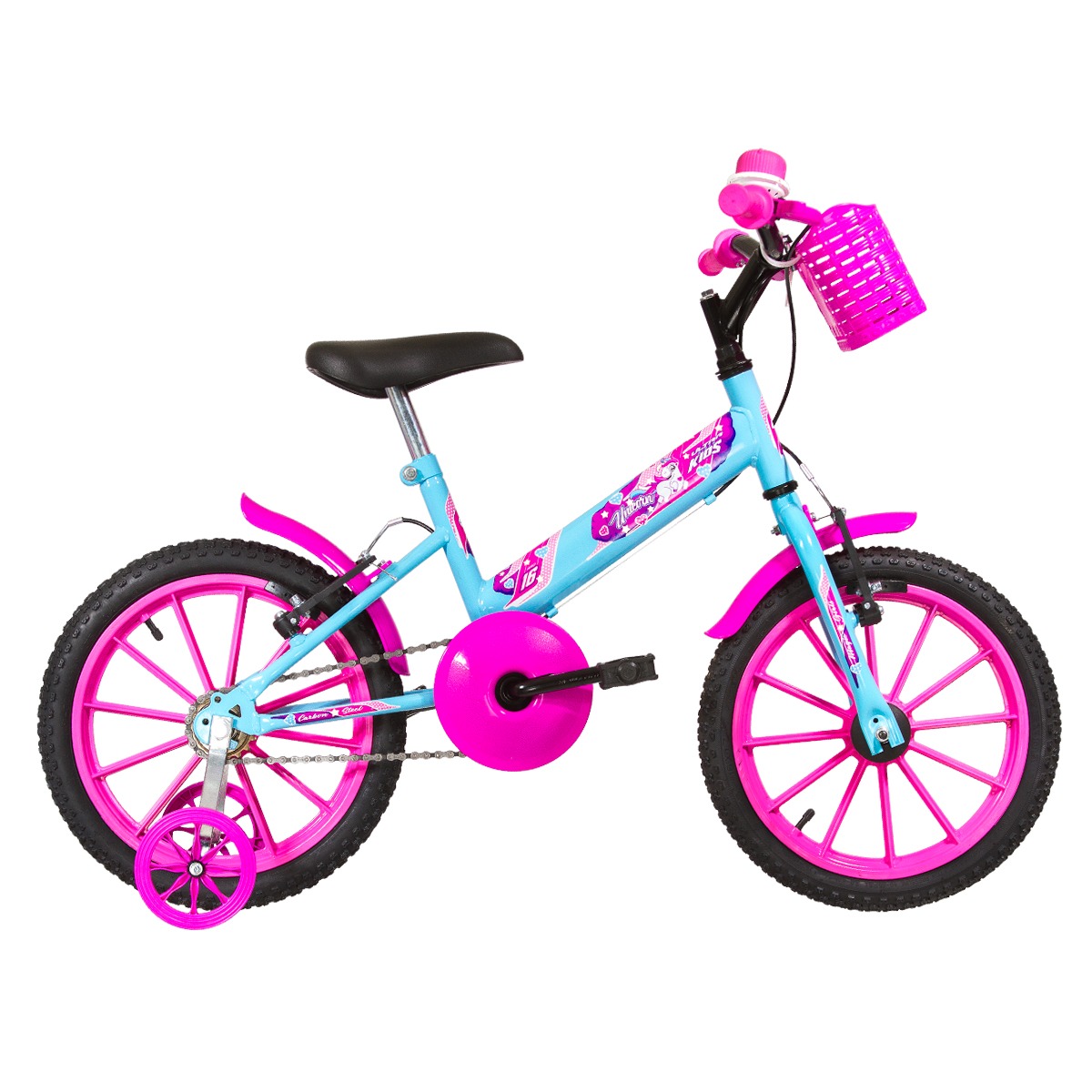 COMP Bicicleta Infantil Aro 16 Ultra Kids T Azul Bebe/Rosa BMT16-01AZBRS + Kit Proteção Infantil Feminino